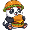 Cute Panda with Burger Cartoon