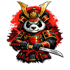 Samurai Panda with Japanese Style Katana