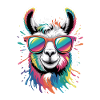 Colorful Llama Watercolor Splash