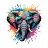 Bunter Elefant Wasserfarben Spritzer