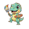 DinoKünstler mit Farbpalette