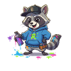 Graffiti Raccoon in Hoodie