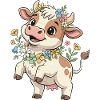 Kuh mit Blumenkranz