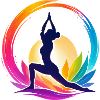 Yoga colorato nel cerchio del sole