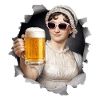Jane Austen with beer and sunglasses