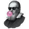 Galileo Galilei with chewing gum and sunglasses