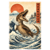 Mosasaurus Dinosaur Lover Japanese Wave