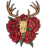 Antler Skull and Peony Bloom