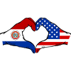 Paraguay USA Flag Heart