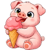 Süßes Schweinchen mit Eis Cartoon