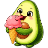 Süße Avocado mit Eis Cartoon