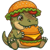 Cute Dino with Burger Cartoon