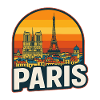 Paris Skyline Retro Sonnenuntergangskunst Eiffelturm