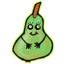 Kawaii pear with friendly face