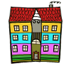 Buntes Haus Illustration Wohnhaus