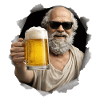 Socrates with beer and sunglasses