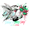 Hummingbird Ink Splash with Flowers