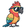 Cute chic parrot with sunglasses