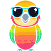 Retro Parrot with Blue Glasses
