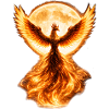 Phoenix burning in the moonlight