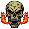 Fire breathing skull t-shirt design.