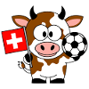 Cow with Swiss flag and football