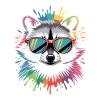 Waschbär Farbexplosion