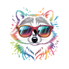 Bunter Waschbär mit Sonnenbrille