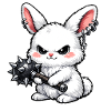 Cuddly bunny with spiked hammer
