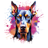 Lebendiges Aquarell-Dobermann-Porträt