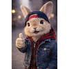 Rabbit in Denim Pullover Hoodie