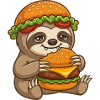 Sloth with Burger Cartoon