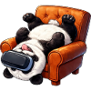 Panda with VR glasses in the armchair