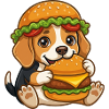 Cute Dog with Burger Cartoon
