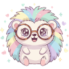 Rainbow hedgehog with glasses