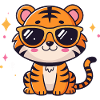 Kawaii chic tiger with sunglasses