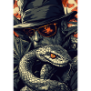 Snake, Hat and Grass Scene