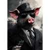 Noir sow in suit with plant