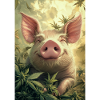 Glückliches Schwein im Hanfwald