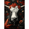 Bull's head in autumn leaves