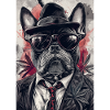 Bulldog in suit with sunglasses