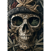 Skull with hemp leaf wreath