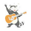 Raccoon with guitar singing