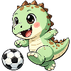 Cute dino playing football