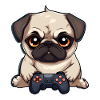 Cute Gaming Pug Gamer Doggy Dog
