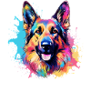 Bunte Hunde-Splash-Art Deutscher Schäferhund