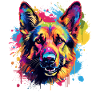 Deutscher Schäferhund Spritzkunst bunt
