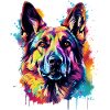 Bunte Deutscher Schäferhund-Splash-Art