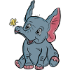 Bébé éléphant et papillon heureux