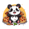 Cuddly panda with pizza magic